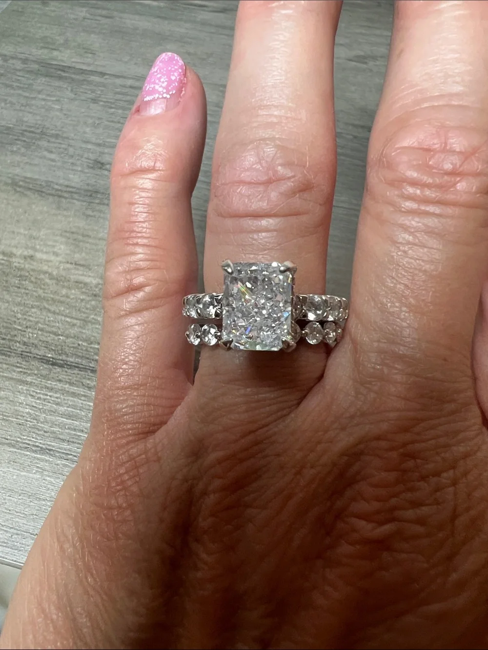 Italo Jewelry 4 Carat Cushion Cut Engagement Ring Infinity Set Size 4.5